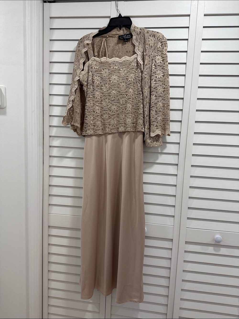 Alex Evenings Champagne Lace Maxi Skirt Set